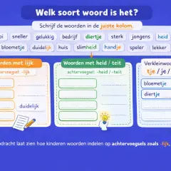 Dictee groep 7: woorden met -lijk, -heid/-teit en verkleinwoorden met -tje/-je/-pje/-kje.