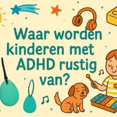Kinderen met ADHD vinden rust in muziek, spelletjes en knuffels. De vraag "adhd wat is dat" wordt beantwoord met vrolijke illustraties.
