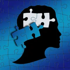 Een hoofdprofiel, opgebouwd uit puzzelstukjes, symboliseert de ontwikkeling van het kind in het jenaplan onderwijs.
