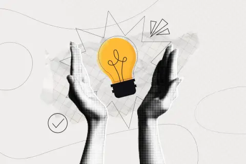 Twee handen omarmen een gloeiende gloeilamp, symbool voor een idee. Dit beeld kan de complexiteit van hoe ontstaat ADHD illustreren, met verschillende factoren die samenkomen.