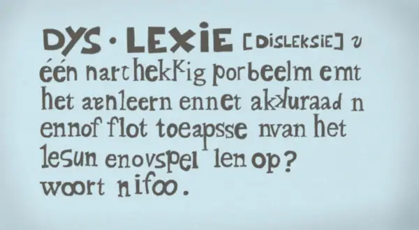 Tekst over dyslexie, een leerprobleem dat de aanleer- en toepassingsvaardigheden van lezen beïnvloedt. Dit raakt de wet en regelgeving onderwijs.