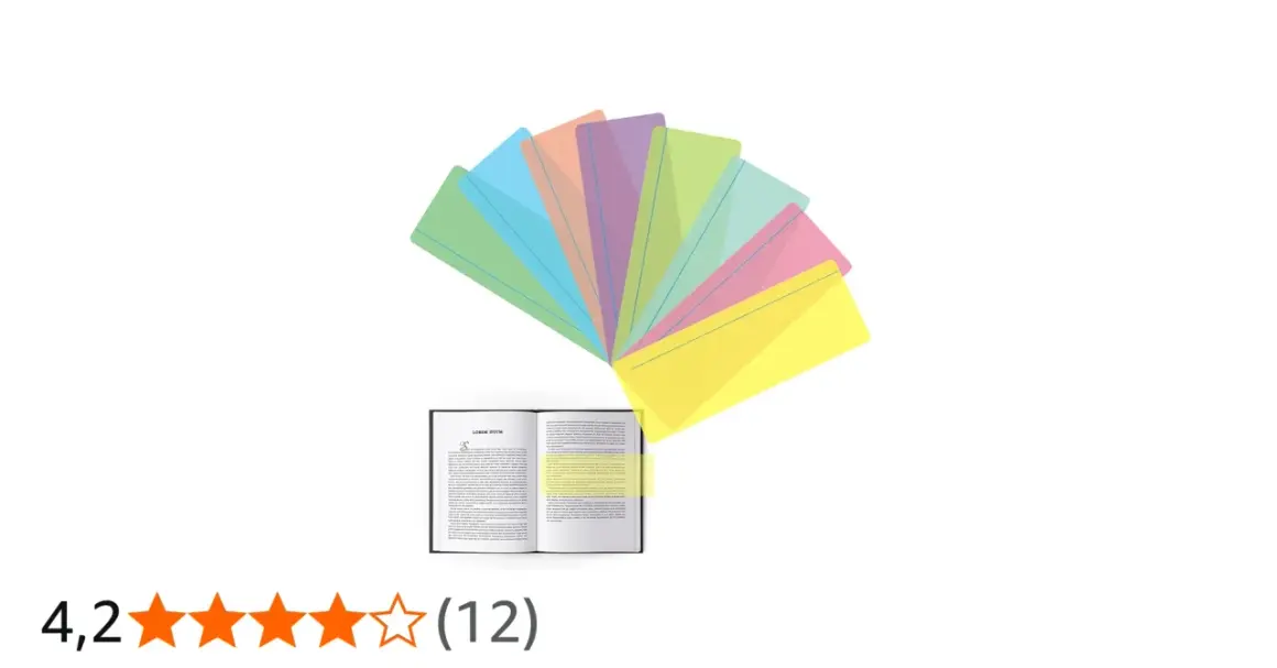 Kleurrijke leeslinialen, ideaal als hulpmiddel bij dyslexie, helpen bij het focussen op tekst in een open boek.