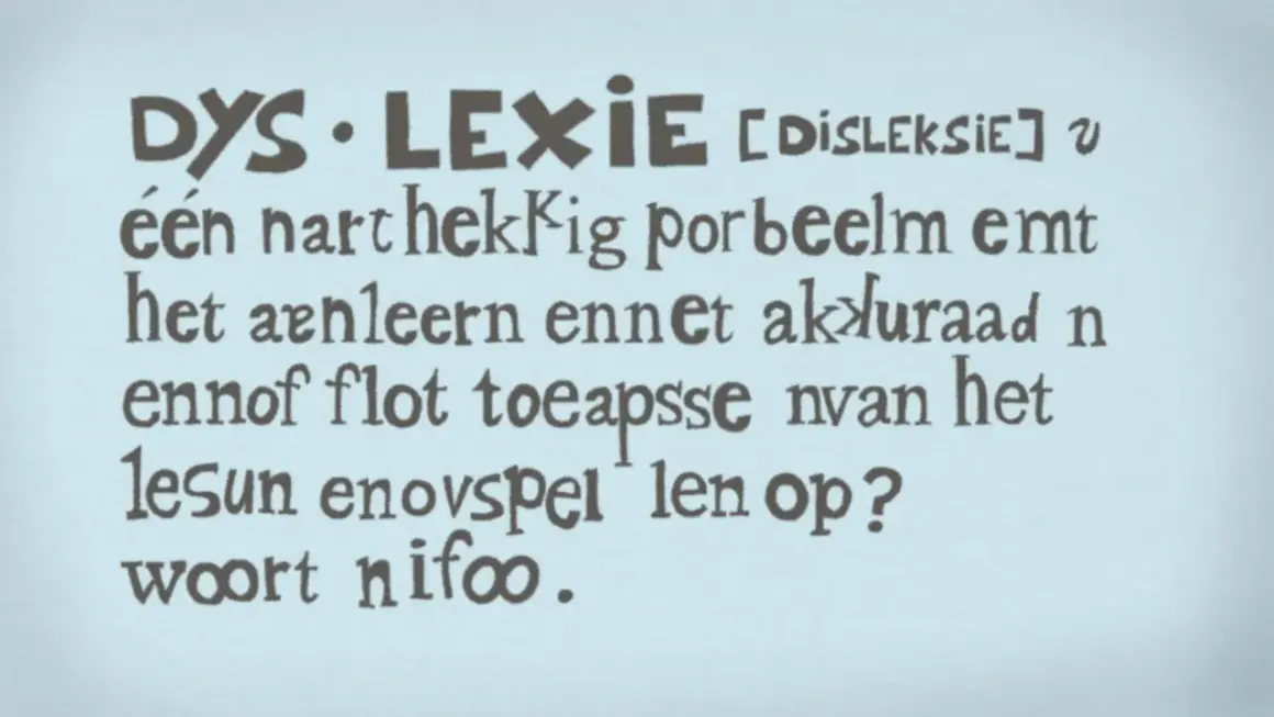 Tekst over dyslexie, een leerprobleem dat de aanleer- en toepassingsvaardigheden van lezen beïnvloedt. Dit raakt de wet en regelgeving onderwijs.