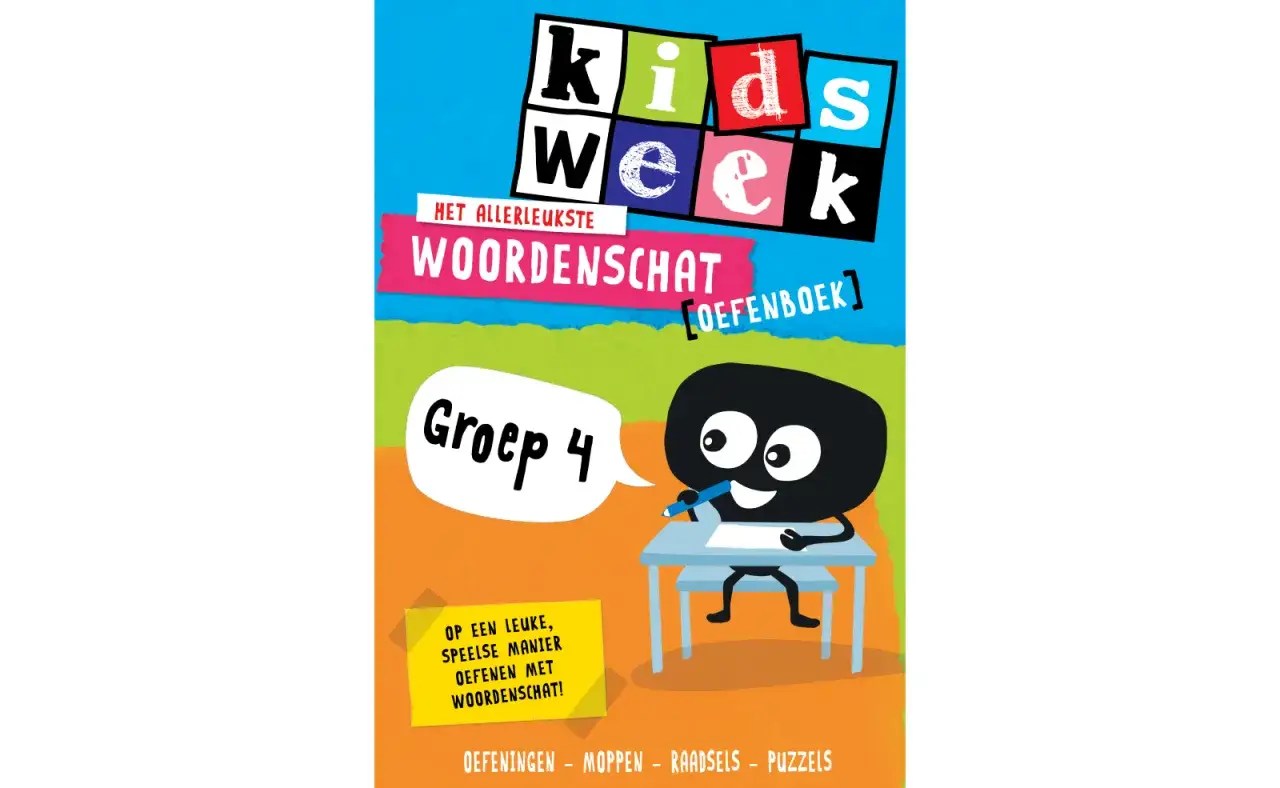 Leuk oefenboek voor groep 4 om op een speelse manier woordenschat te oefenen met oefeningen, moppen, raadsels en puzzels.